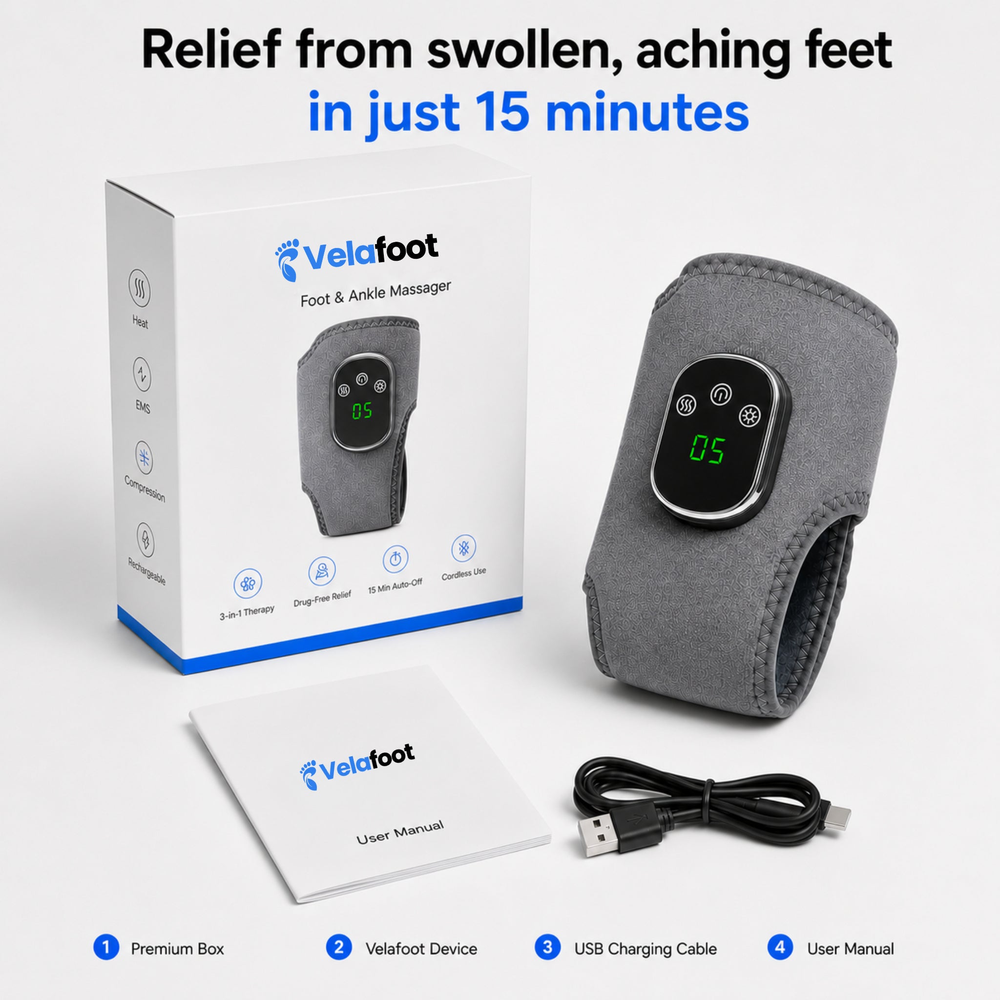 Velafoot™ 3 in 1 Foot & Ankle Massager
